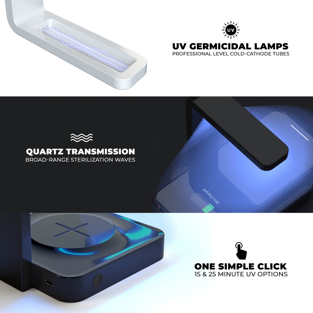 Black Wood Texture UV Germicidal Sanitizing Sterilizing Wireless Smart
