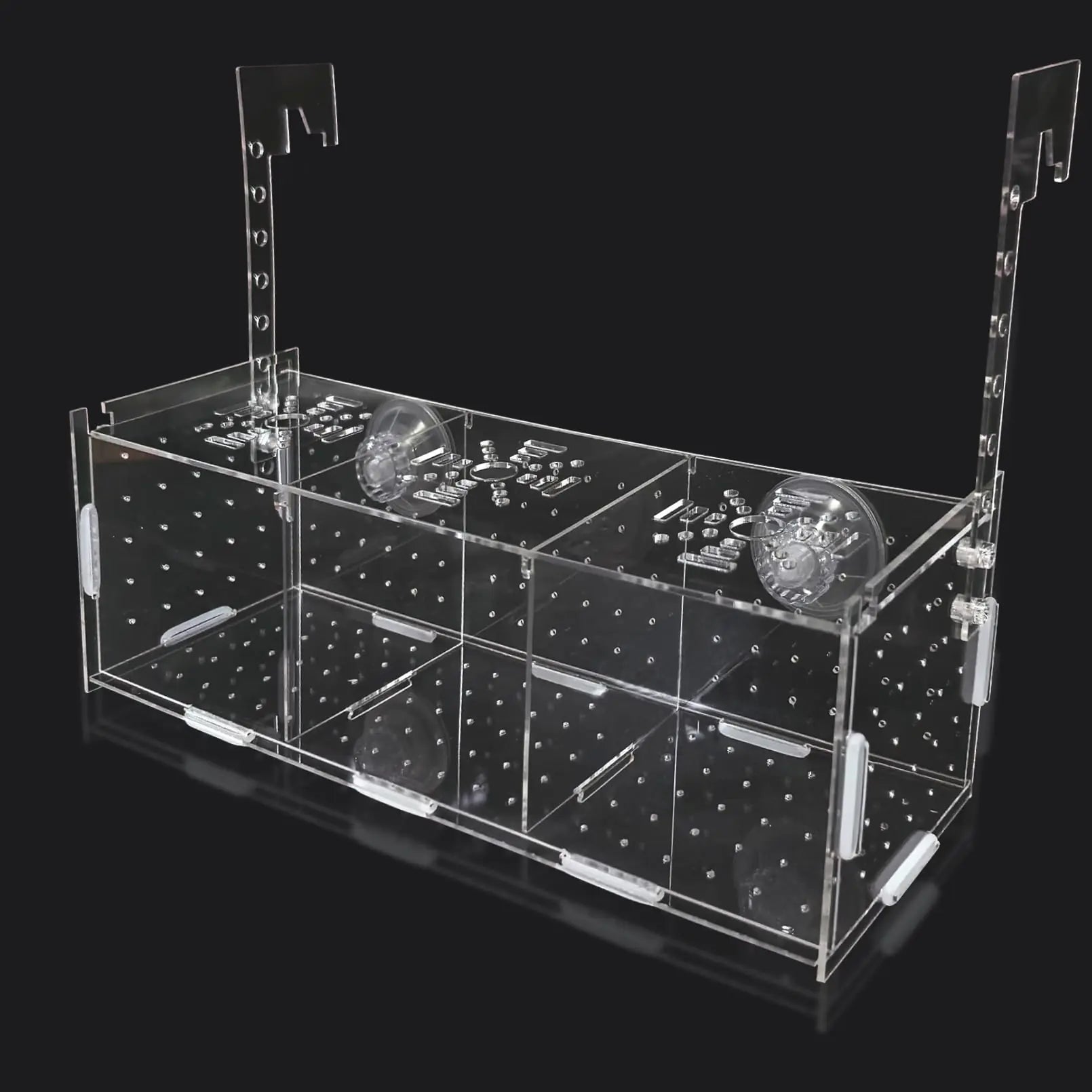 PINVNBY Acrylic Fish Breeding Box，Guppy breeding Box Acrylic Fish Isolation Box Aquarium Incubator with Suction Cups for Guppy Shrimp Small Baby Fishes(10 * 10 * 30CM)