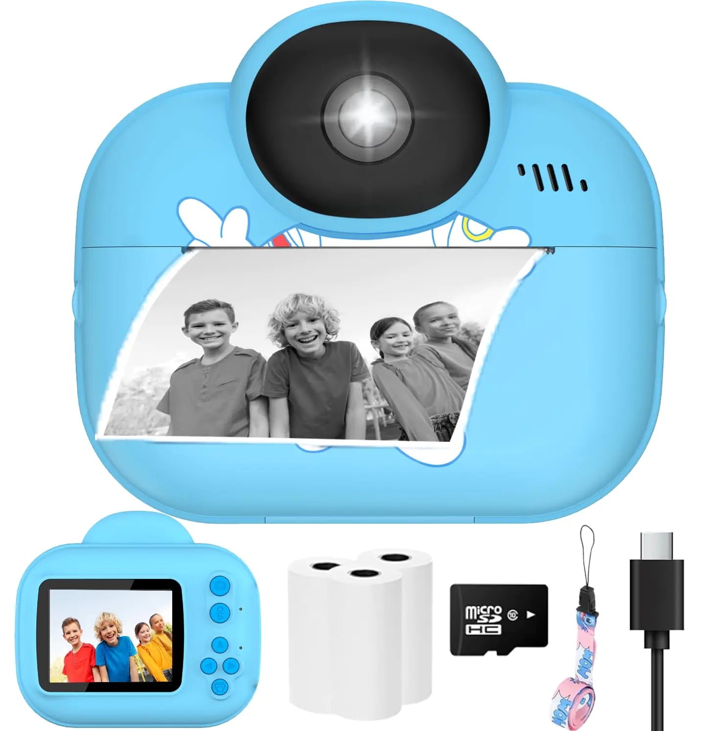 Kids Camera Instant Print Camera for Kids Toddler Camera Christmas Birthday Gifts for Girls Boys 1080P HD Digital Video Cameras Portable Camera Toy for 4 5 6 7 8 9 10 Year Girl with SD Card (Blue)