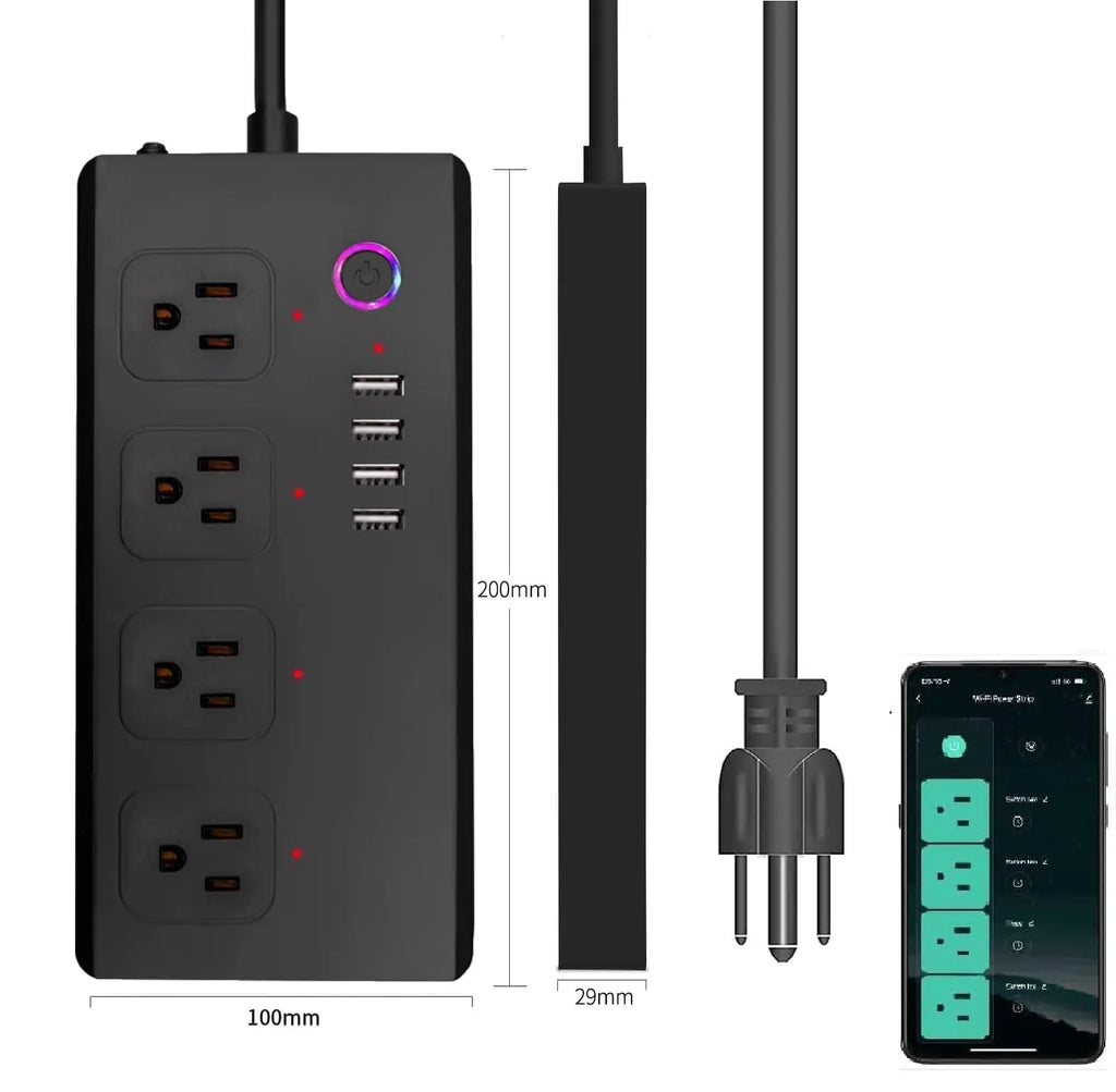 Smart Power Strip with USB Ports XENON ZigBee Extension Cord Compatible with Alexa Google Home Support Voice Control Set Schedules and Timers (Black)