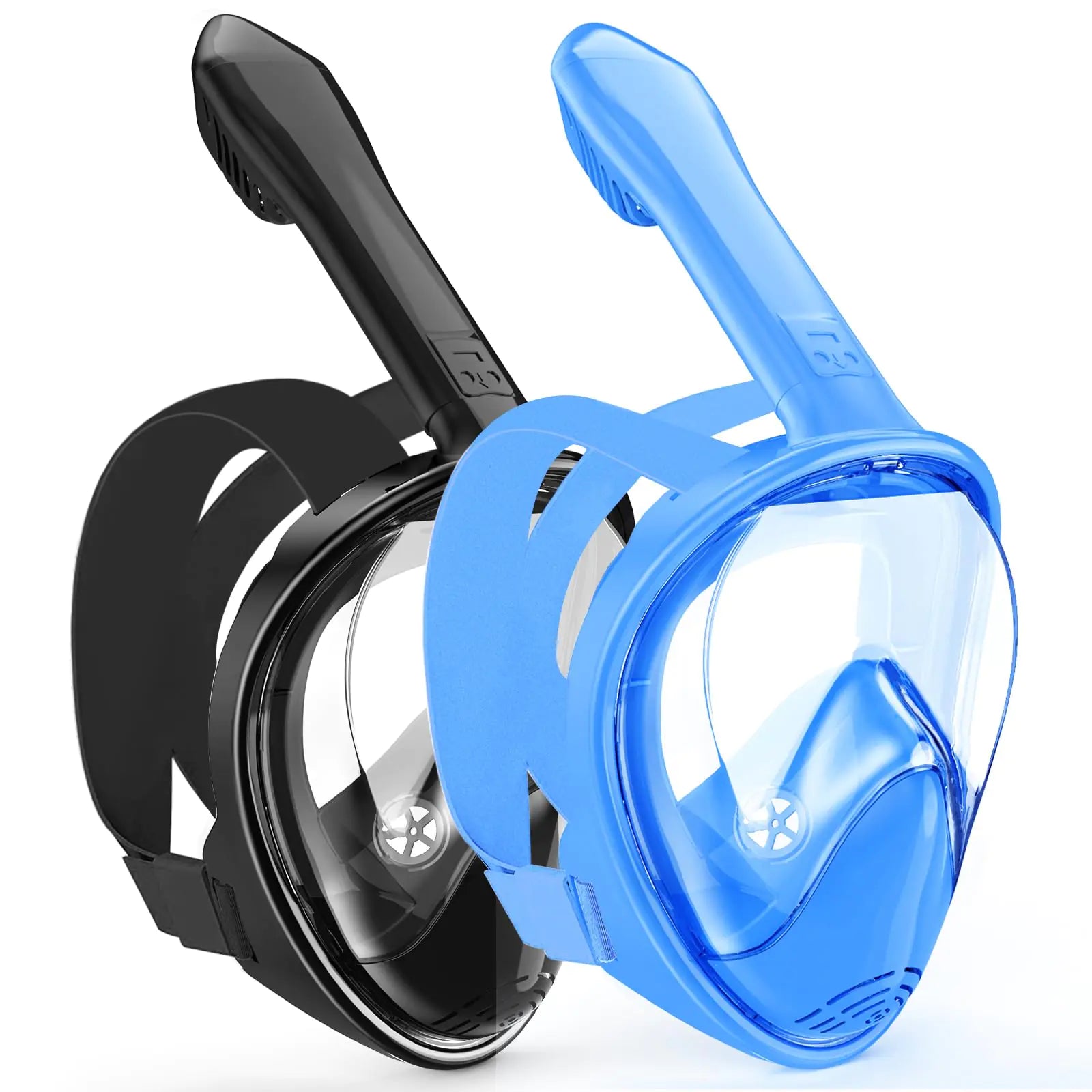 Kids Snorkel Mask Full Face Snorkeling Gear for Kids 2-14 with Camera Mount 180 Degree Panoramic View Snorkeling Set Anti-Fog Anti-Leak (Blue+Black)
