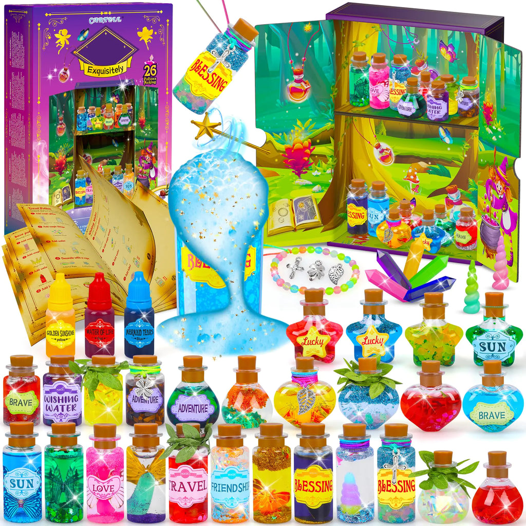 CARTELL Fairy Magic Potions Kit for Kids Upgraded 26 DIY Mixed Magic Witch Potion Bottles Mystery Potions Craft Kit Christmas Decorations Birthday Gifts for Age 6 7 8 9 10+ Year Old Girls Boys