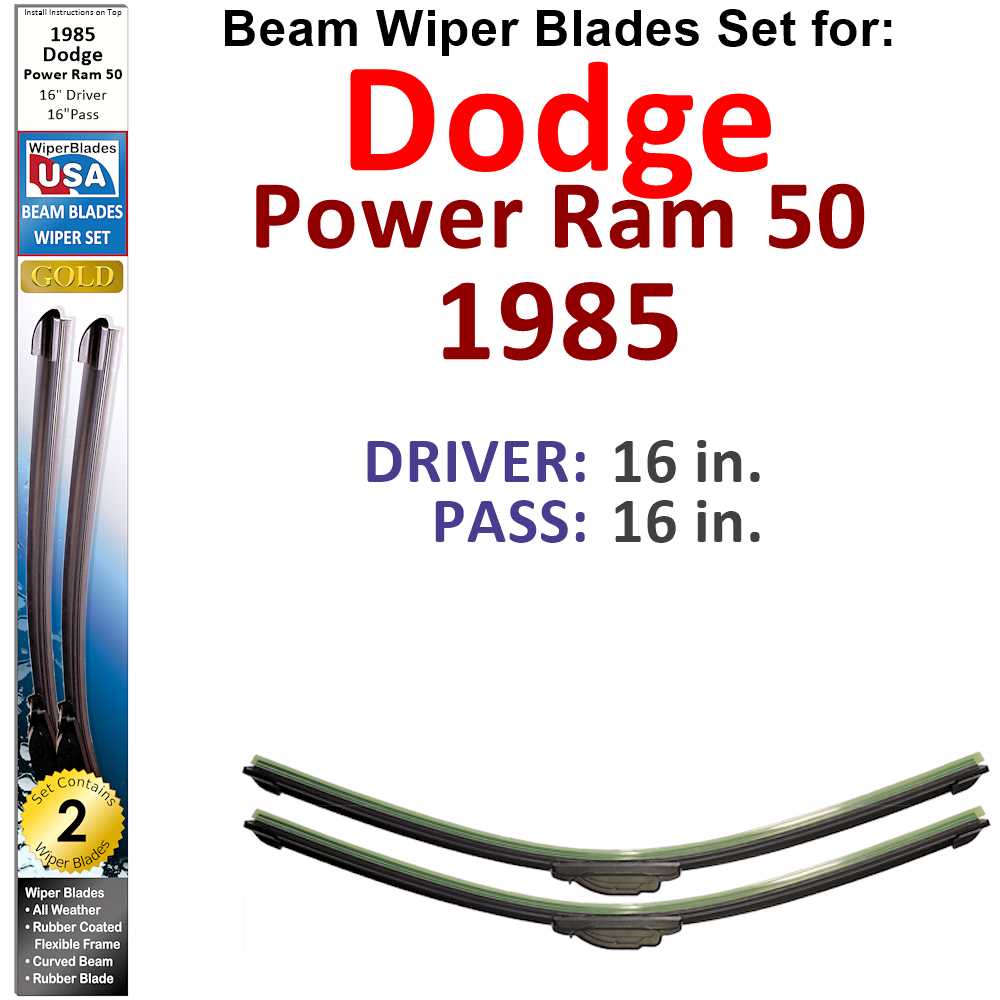 Beam Wiper Blades for 1985 Dodge Power Ram 50 (Set of 2)