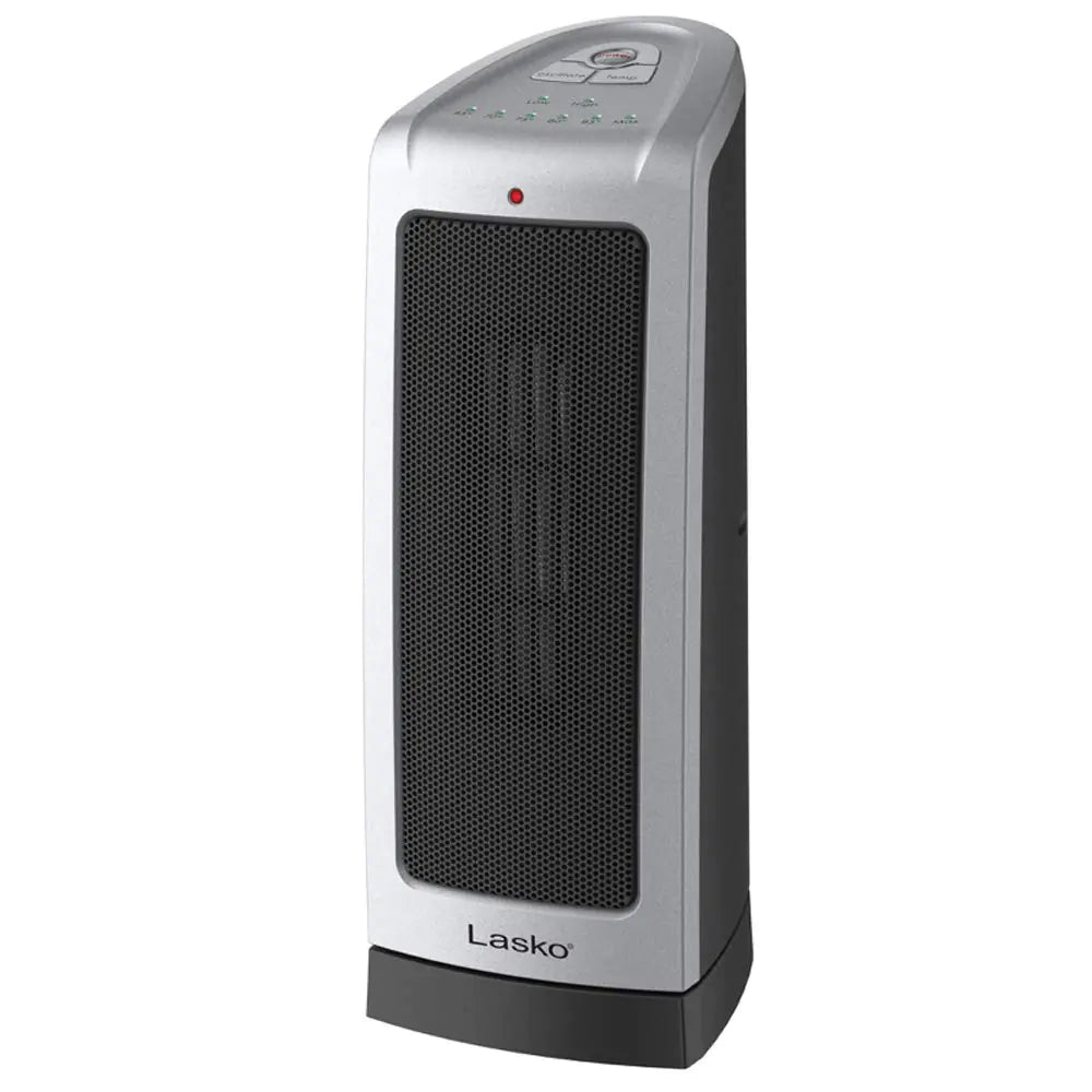 Lasko Oscillating Ceramic Tower Space Heater for Home with Adjustable Thermostat 2-Speeds 16 Inches Silver 1500W 5309