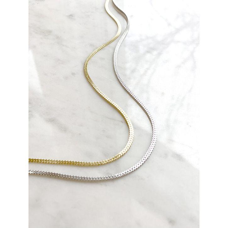 Stainless Steel Flat Snake Bone Chain Necklace (2 Colors , 2 Sizes)