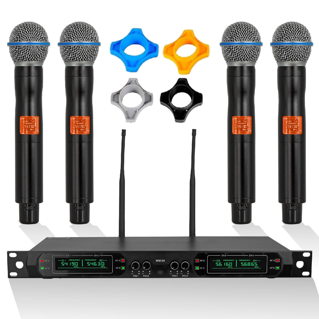 5 Core Wireless Microphone System 4 Channel UHF 492F Range Portable