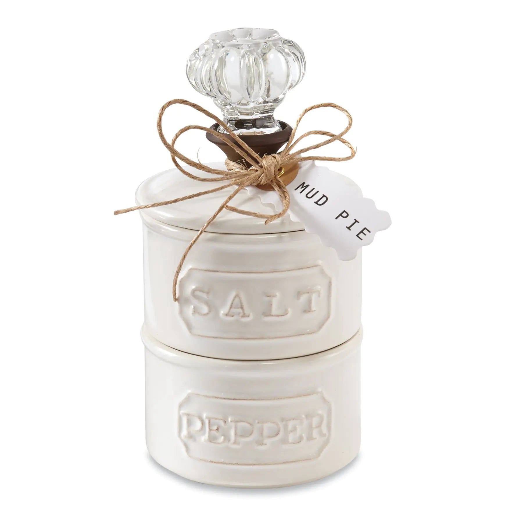 Mud Pie Door Knob Salt Cellar Set White