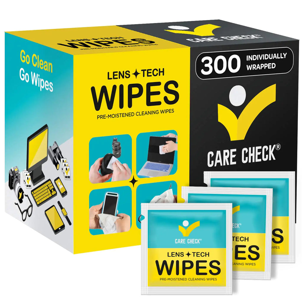 Care Check Lens Wipes 300 Pre-Moistened Cleaning Wipes for Cameras Laptops Cell Phones Eyeglasses Other Screens and More