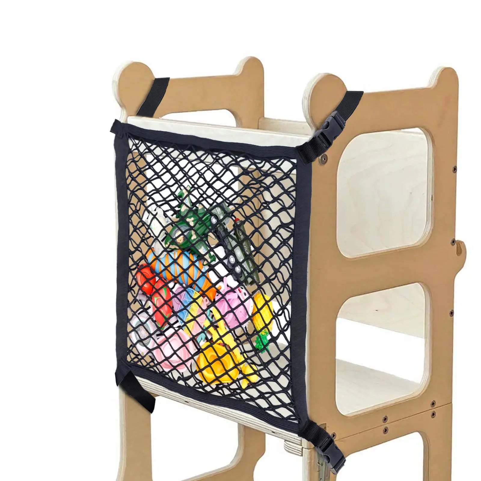 XGKHOM Toddler Tower Safety Net Toddler Learning Tower Safety Net for Enhanced Safety and Convenience Double Layer Design with Storage Function Ideal for Kids Kitchen Play and Learning Activities