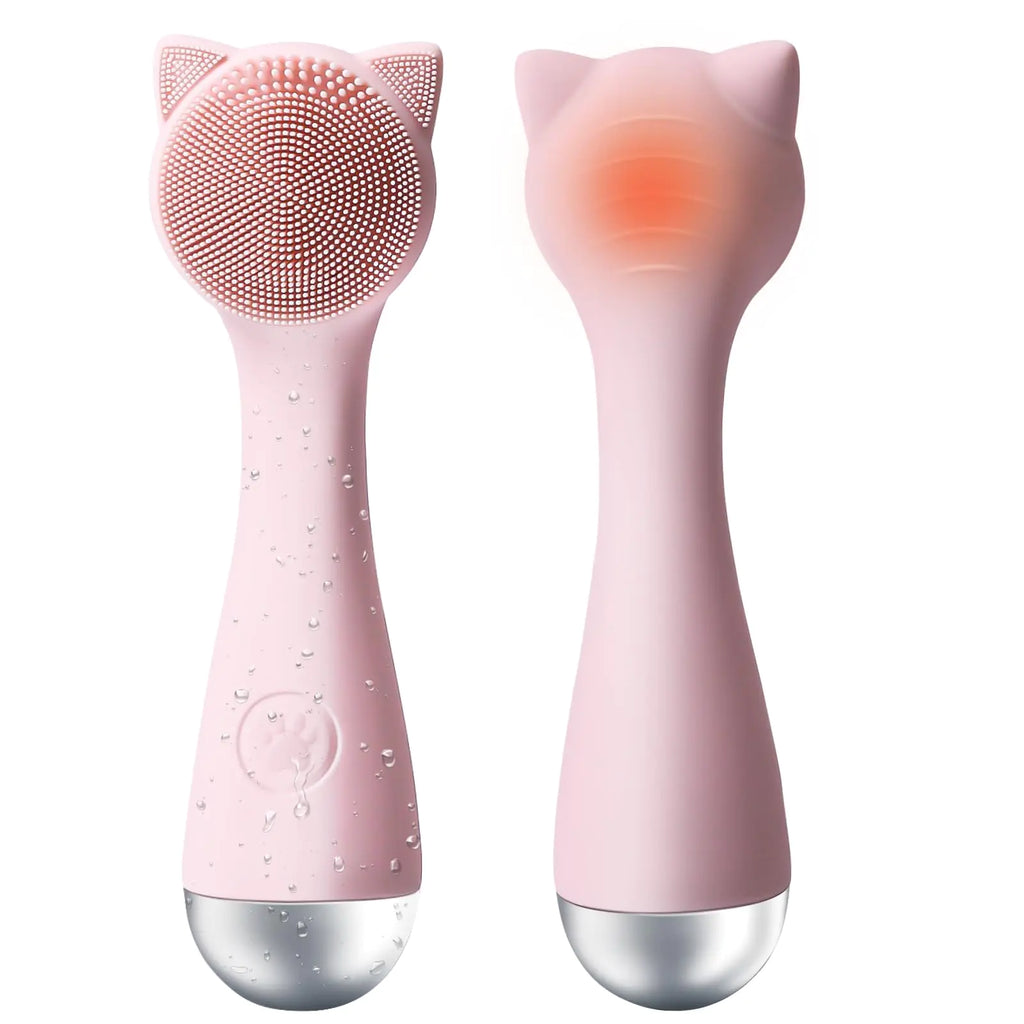 Facial Cleansing Brush Silicone Face Scrubber Exfoliator for Men & Women Electric Face Brush Waterproof with 3 Speeds Adjustable for Deep Cleaning Removing Blackhead Face Massaging (Pink)
