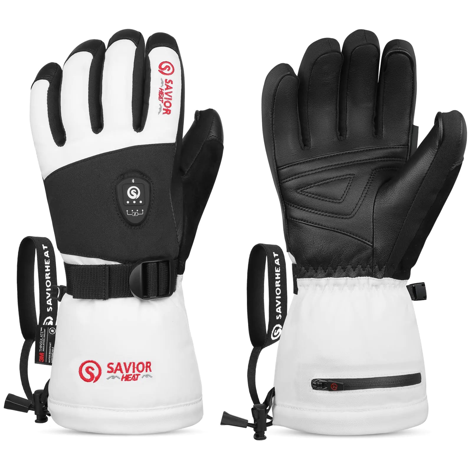 SAVIOR HEAT Heated Ski Gloves 2.0 for Men Women 7.4V 3000mAh Fast Charging Electric Rechargeable Batteries 3M Thinsulate Waterproof Touchscreen Bluetooth App Snowboarding Ice Skating Gloves(3XL)