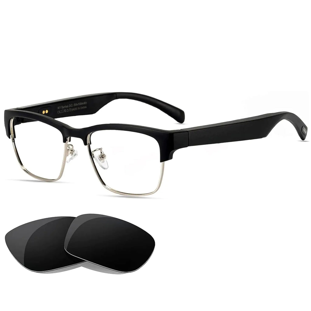 DELHI TORNADO Smart Bluetooth Glasses Audio Sunglasses for Men Women with SpeakersBlue Light Filter&Polarized LensesOpen Ear Music&Calls glassesSilver