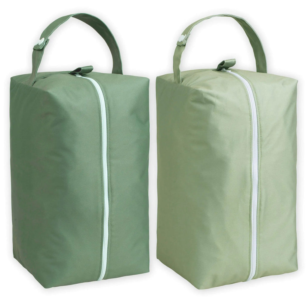 Noras Nursery Reusable Wet Dry Bag for Cloth Diapers Washable Cloth Diaper Pod with Large Zipper Opening in 2 Packs of Waterproof Diaper Pod with Detachable Snap Cloth Diaper Wet Bags
