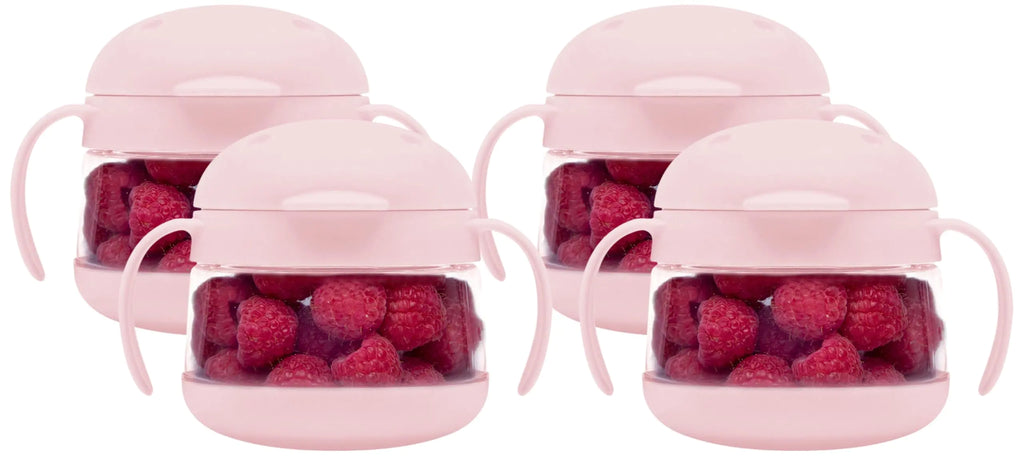 Ubbi Tweat No Spill Snack Container for Kids BPA-Free Toddler Snack Container Blush Pink (Pack of 4)