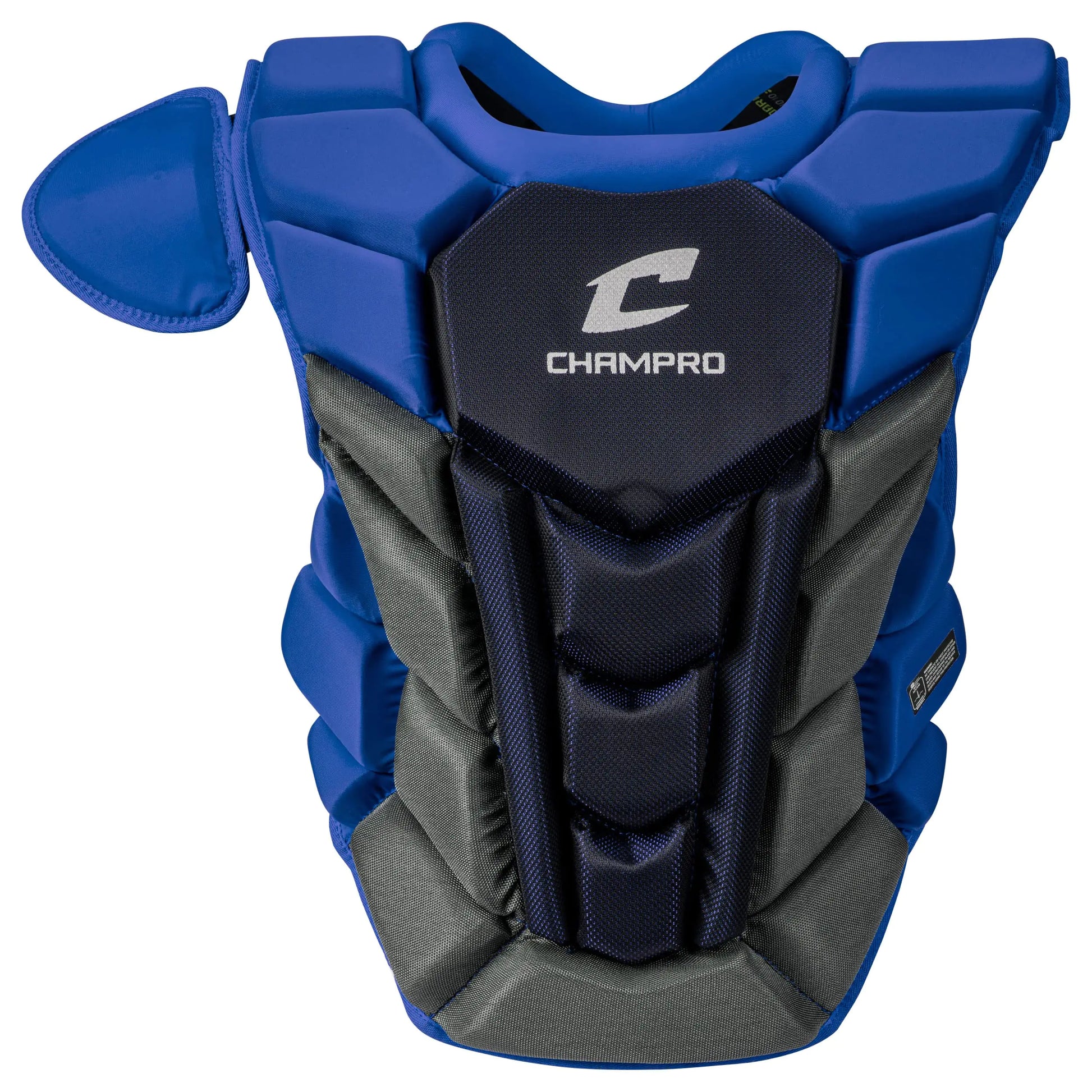 CHAMPRO Optimus Pro Plus Ergonomic Baseball Catcher’s Chest Protector for Commotio Cordis with Removeable Shoulder Cap 15.5" Royal Blue