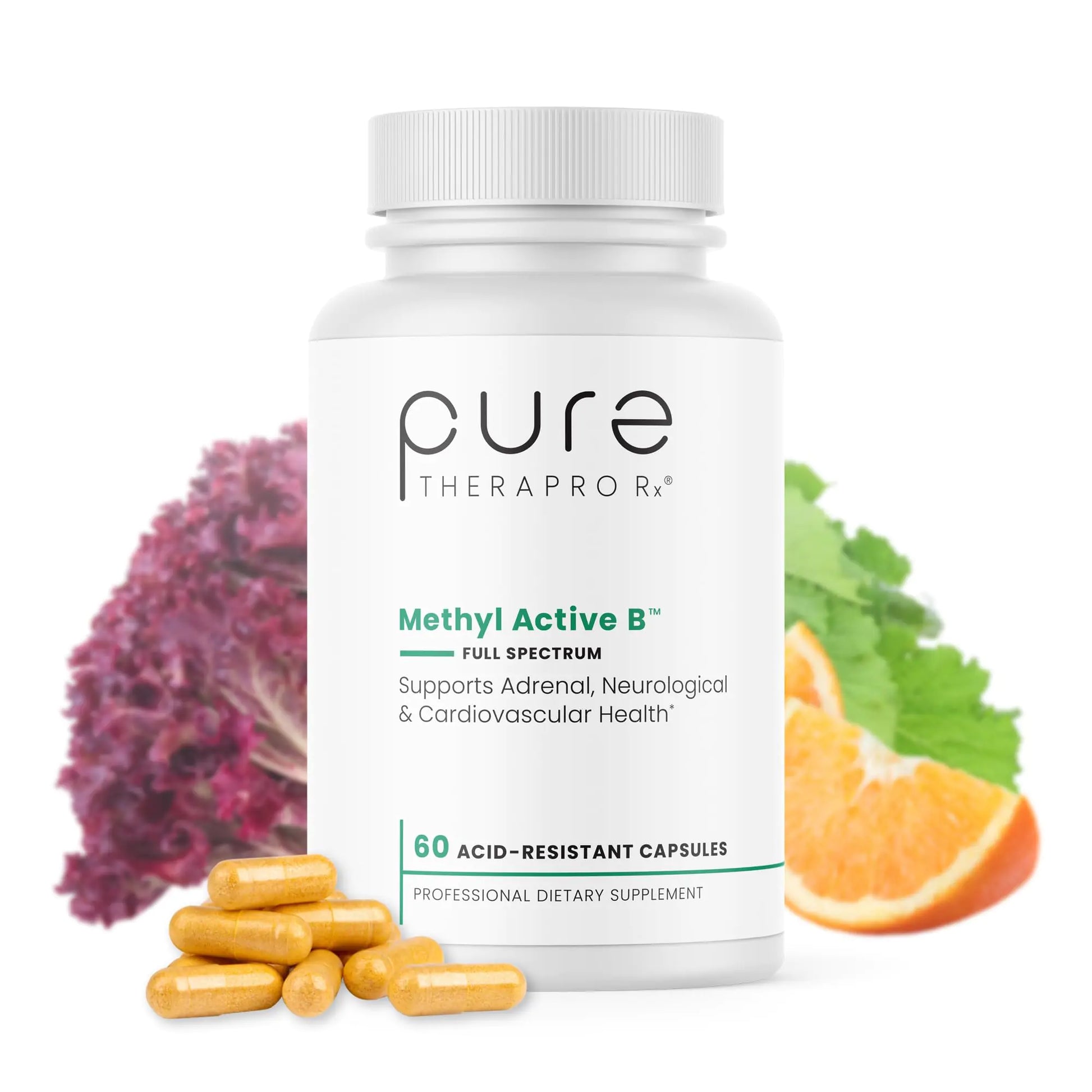 Pure Therapro Rx Methyl Active B Vitamins for Men and Women | Methylated Vitamins Including Methyl B12 Methylfolate Benfotiamine Choline Niacin TMG & More | 60 Vegetable Capsules