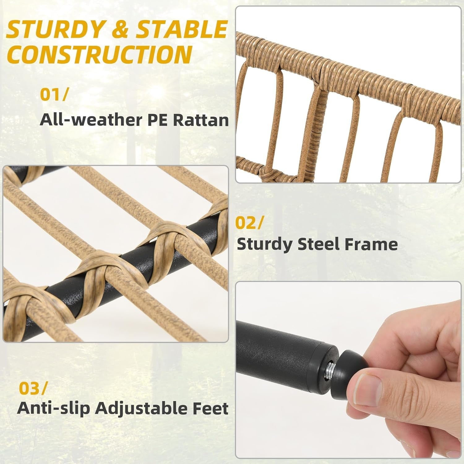 Outdoor All Weather Four Piece Patio Conversation Set Beige