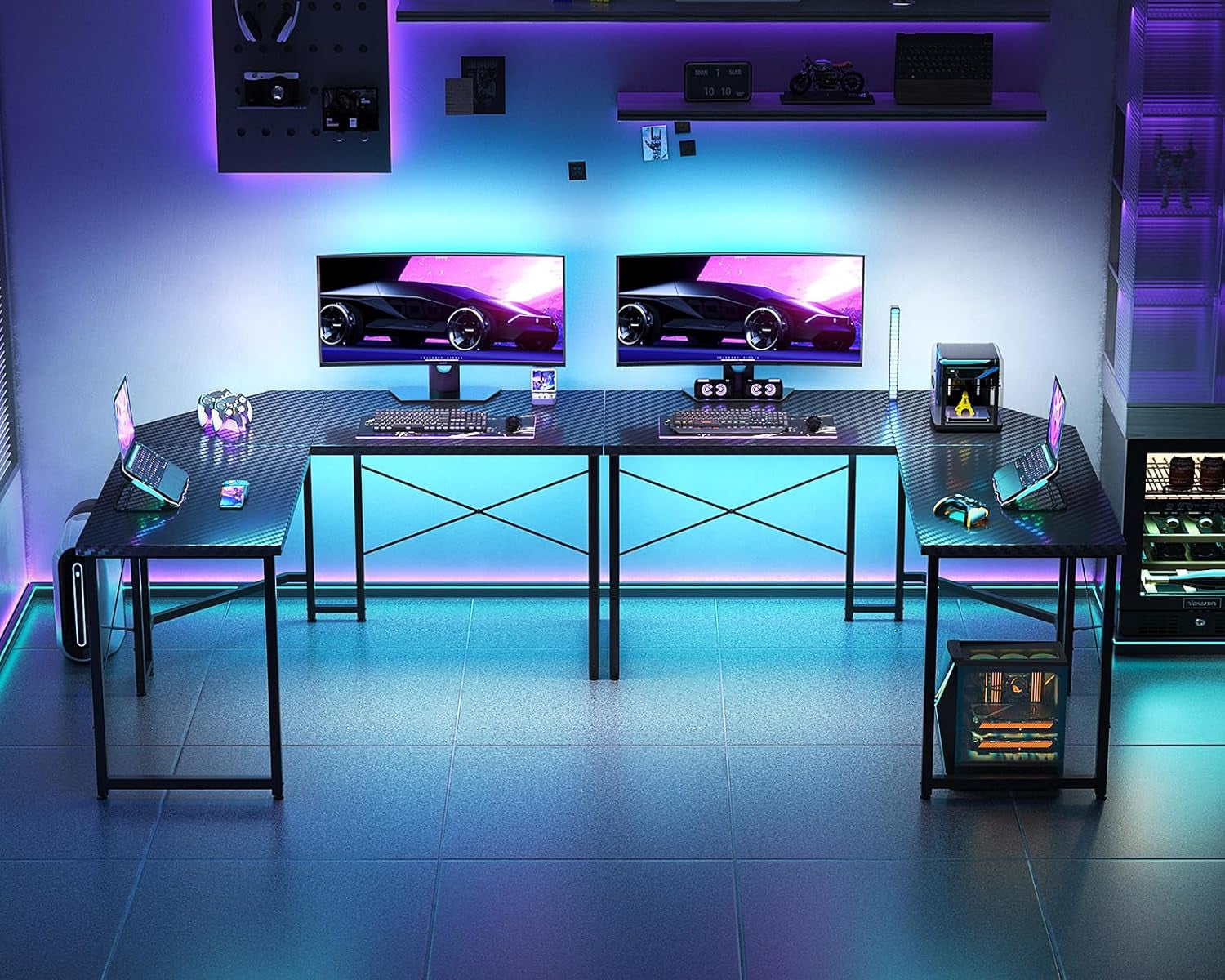 L Shaped Gaming Desk, Corner Desk Gaming Table for Home Office,