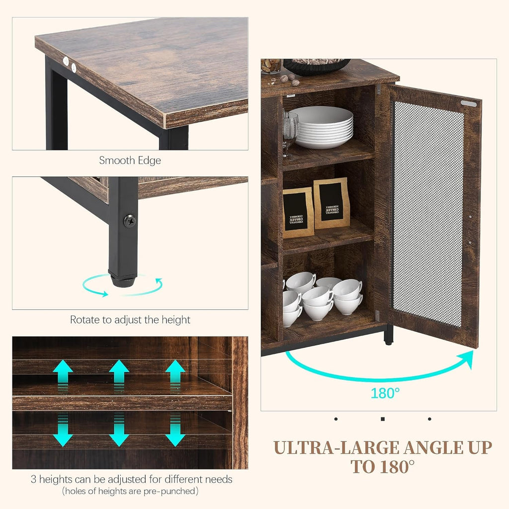 Mini Coffee Bar Cabinet Small Kitchen Buffet Farmhouse