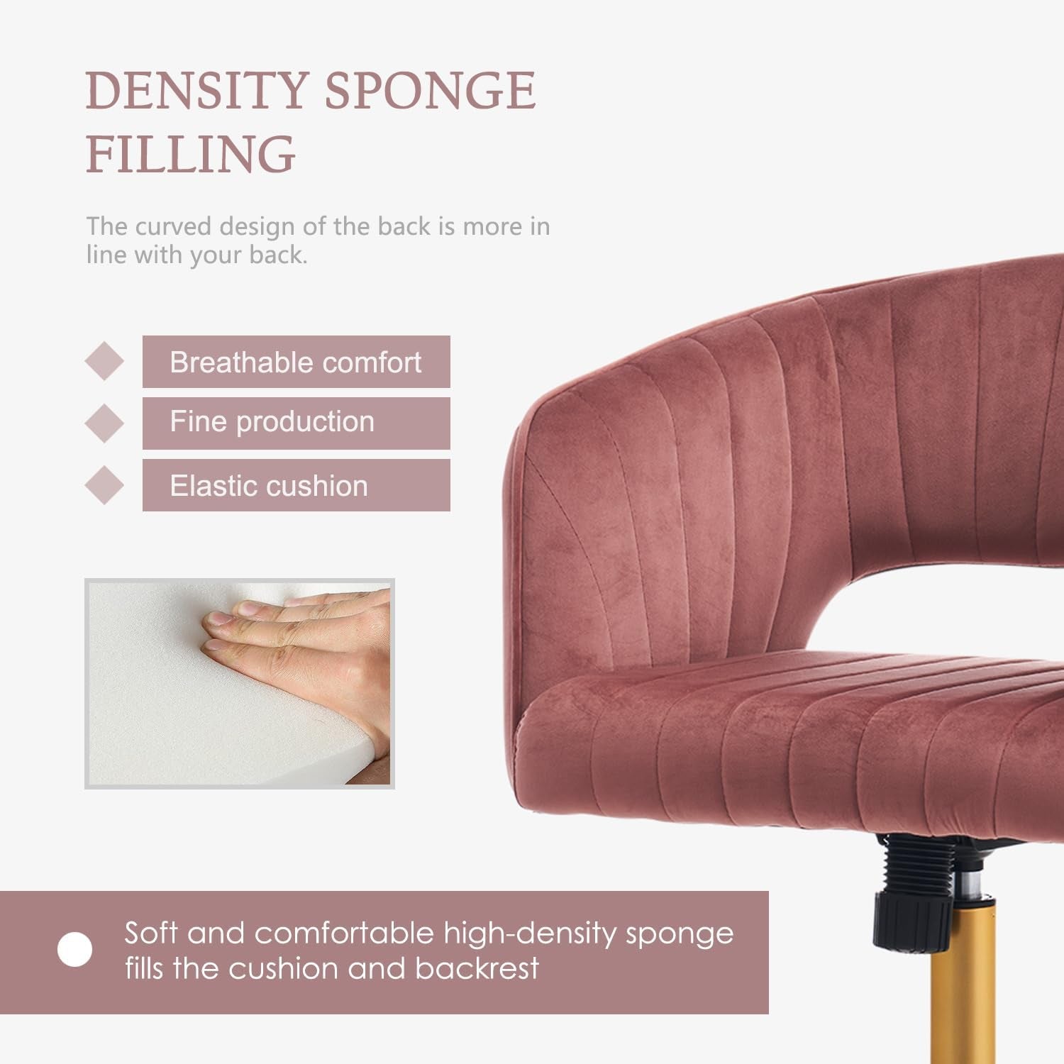 Home Office Chair Swivel Velvet Desk Chair, Vanity Chair with 360