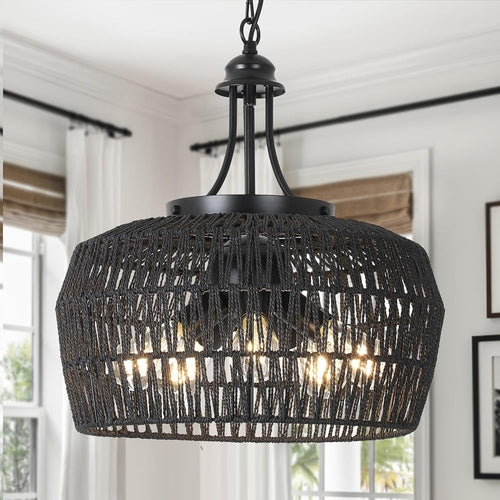 Five Light Black Chandelier For Farmhouse Dining Room