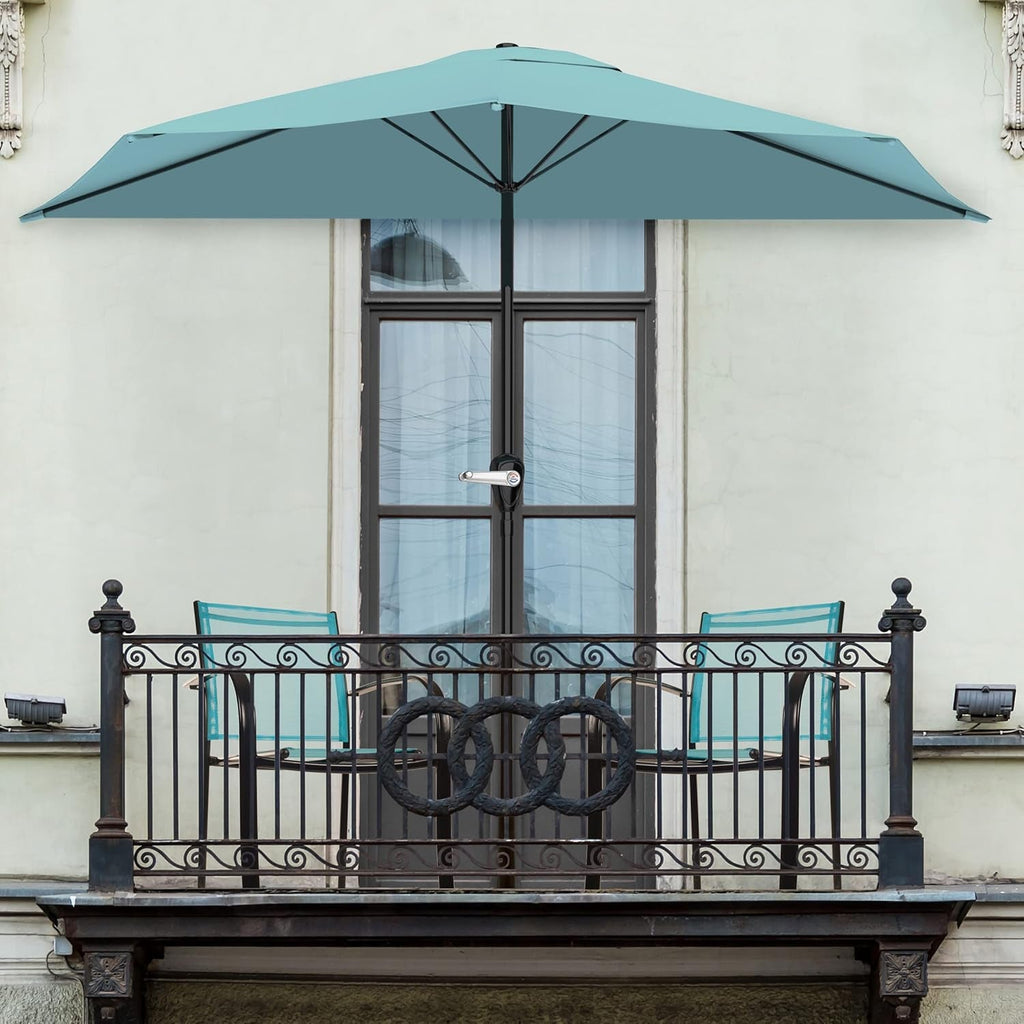 9ft Half Patio Umbrella: Easy Crank Shade for Small Spaces