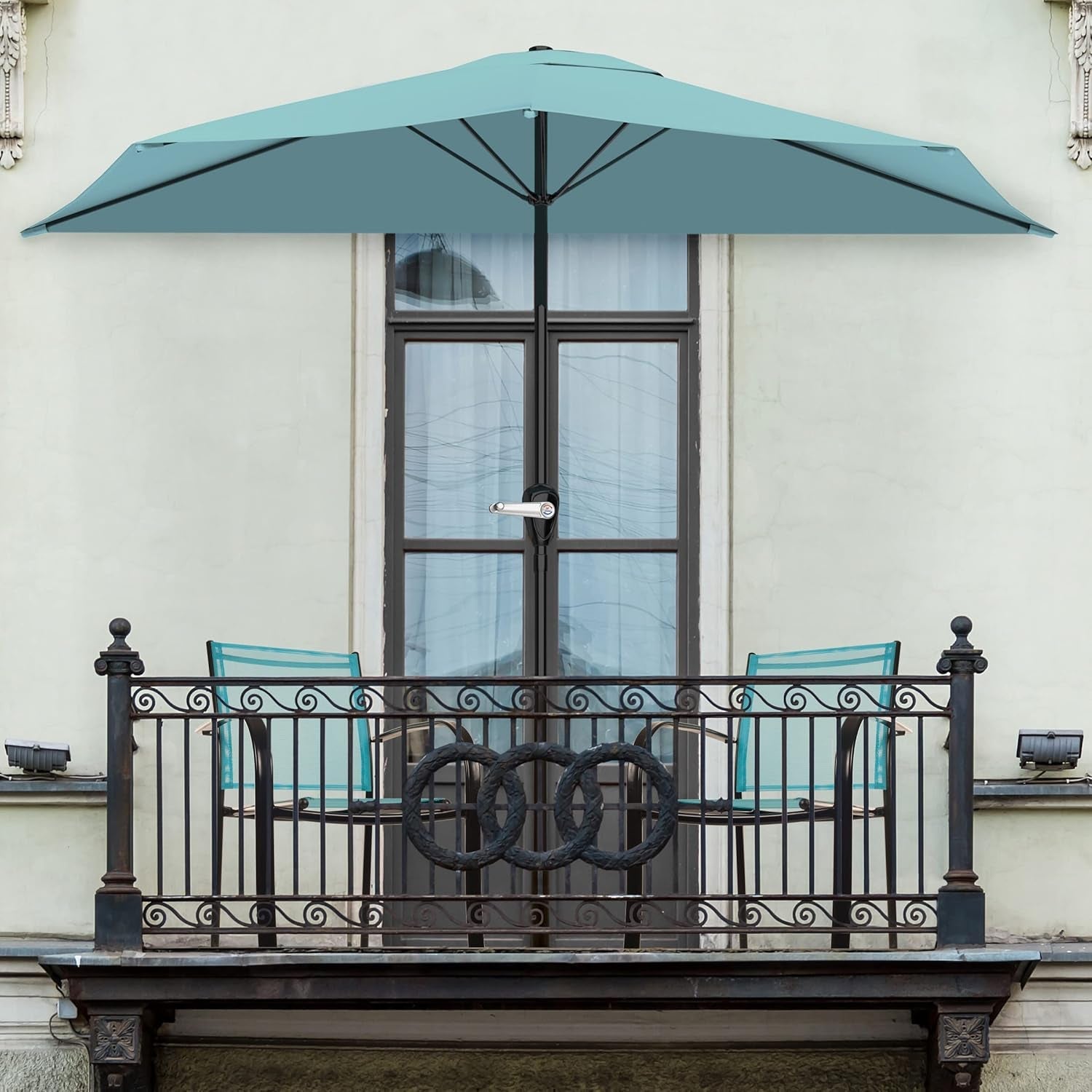 9ft Half Patio Umbrella: Easy Crank Shade for Small Spaces
