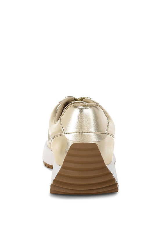 Mujori Metallic Pleather Studded Sneakers