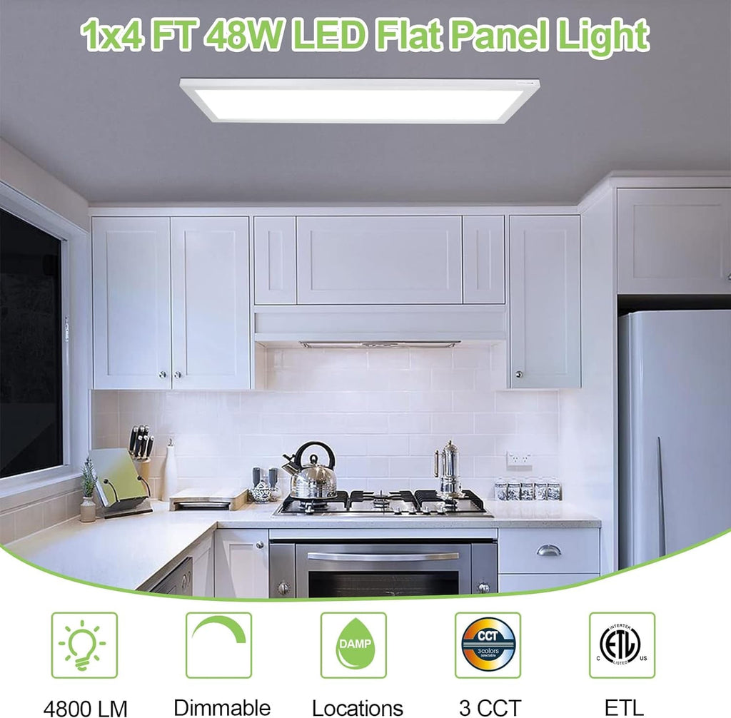 1X4 FT LED Flat Panel Selectable CCT Flush Mount Light,4800Lm,48W