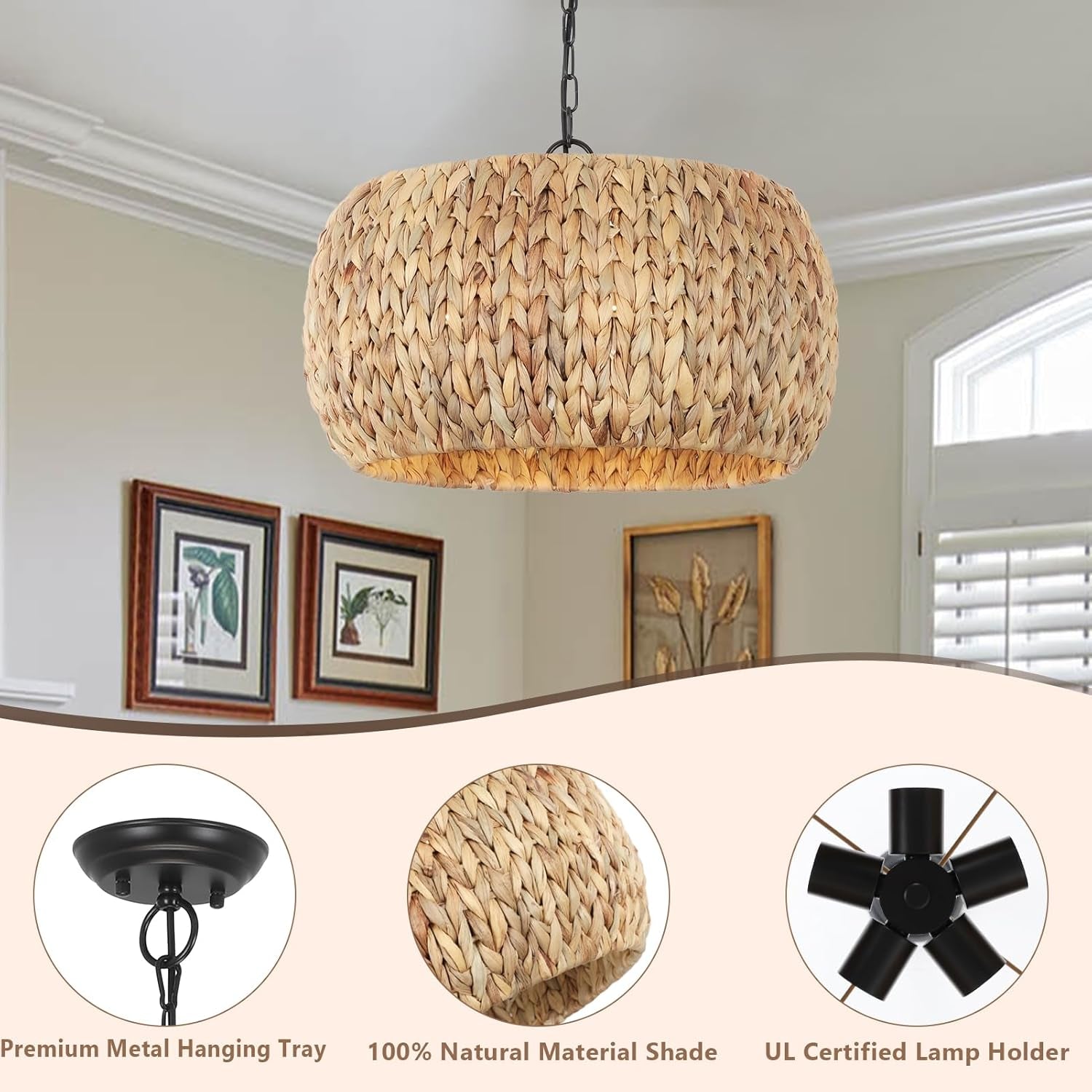 Farmhouse Chandelier for Dining Room,5-Light Boho Chandelier Light