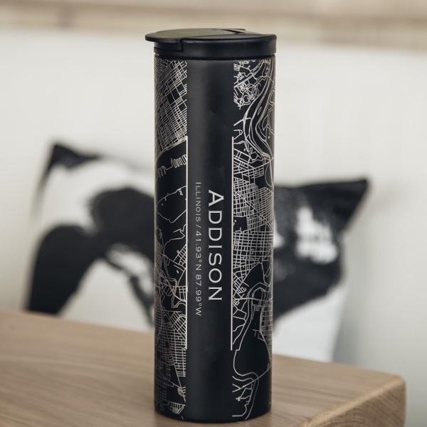 Addison - Illinois Map Tumbler in Matte Black