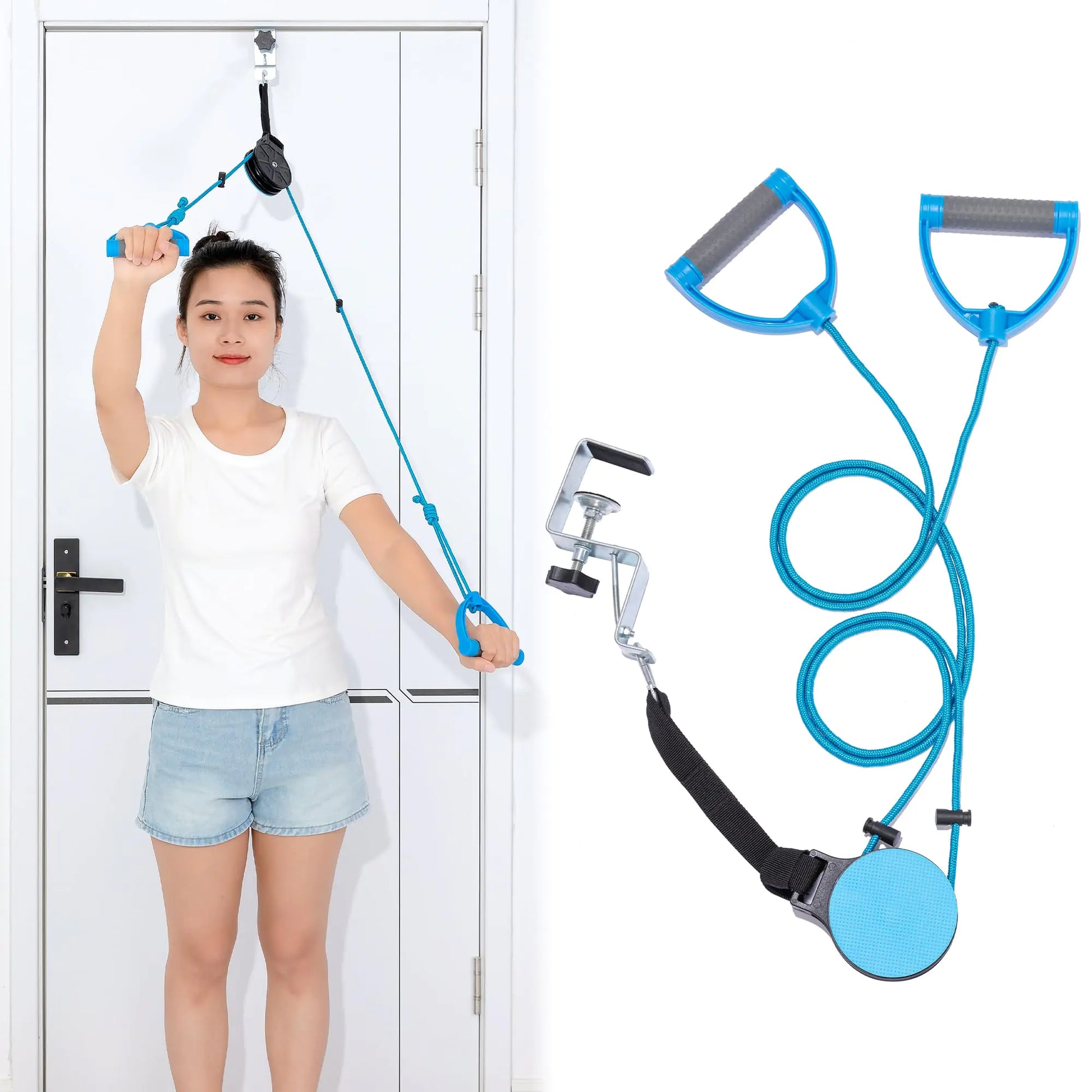 Fanwer Shoulder Pulley for Physical Therapy Pulleys for Shoulder Rehab Over Door Shoulder Pulley Over The Door Physical Therapy Door Pulley with Fixed Metal Bracket