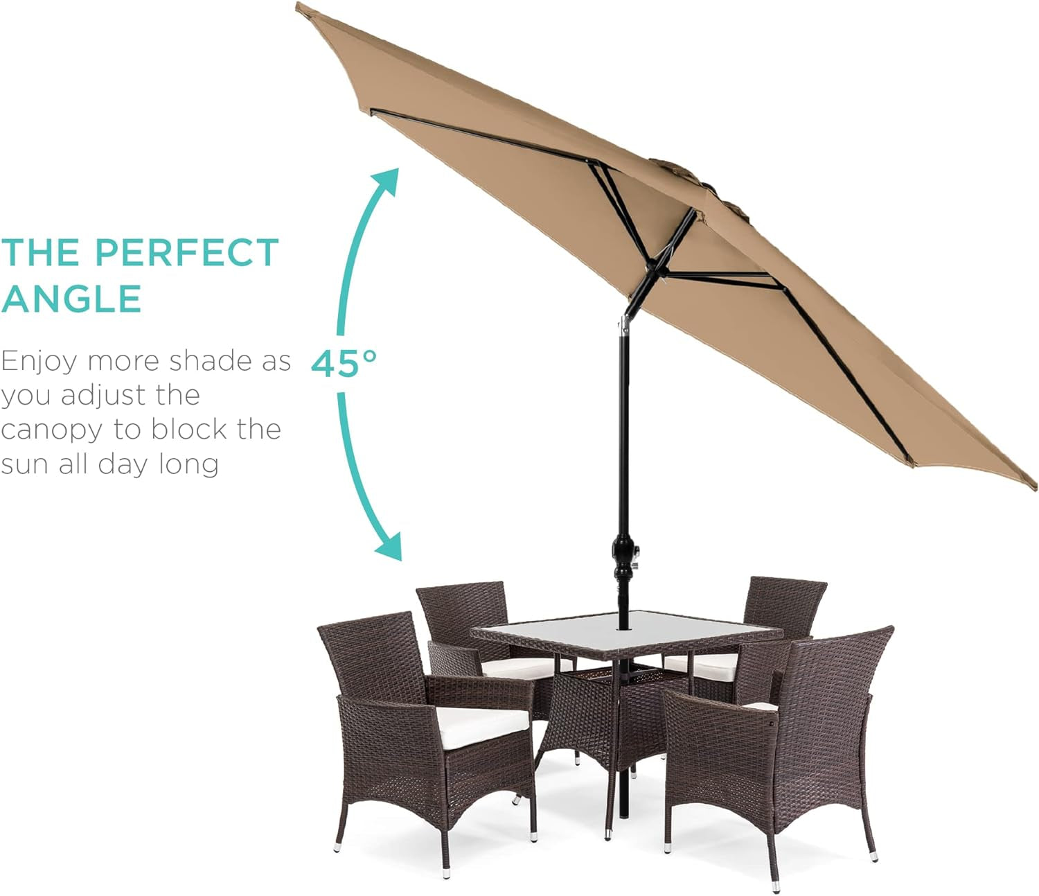 10Ft Outdoor Steel Polyester Market Patio Umbrella W/Crank, Easy Push