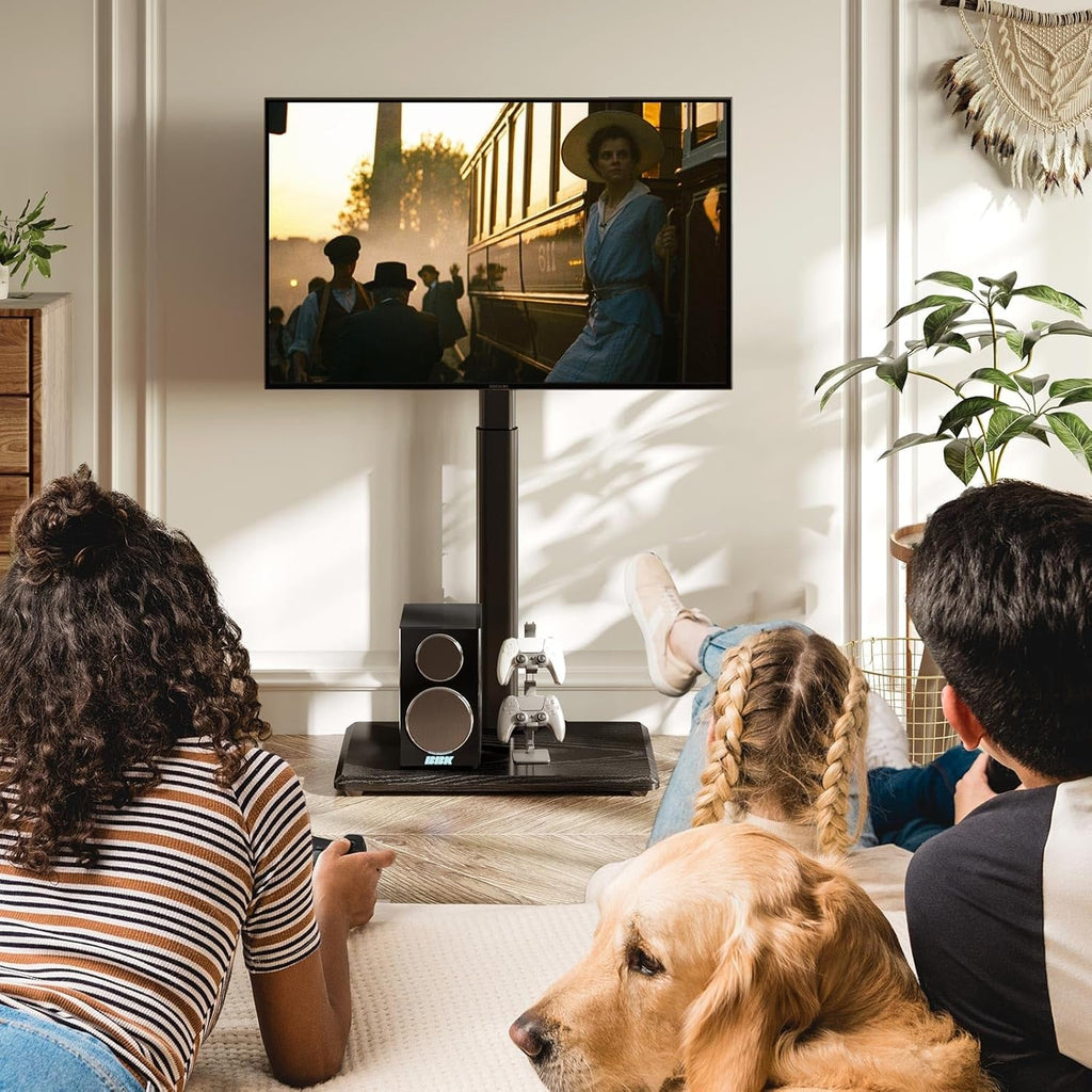 TV Stand with Power Outlet, Universal Floor TV Stand for 32-75 Inch