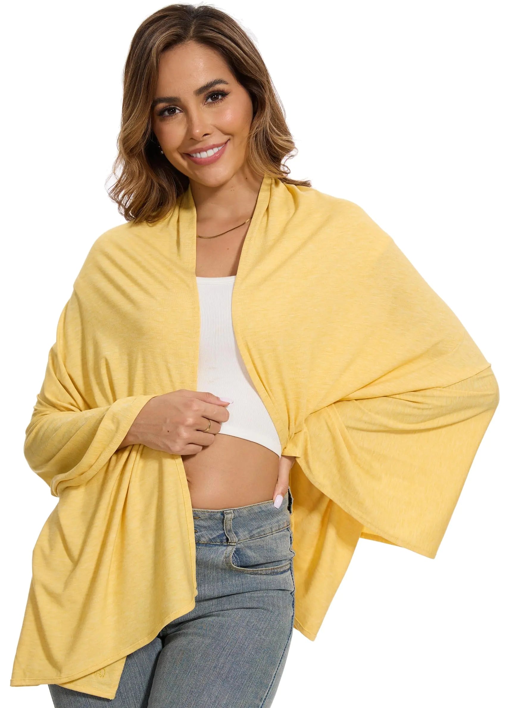 PIQIDIG Womens Sun Scarf Shawl Bhakti UV Sun Protection Cooling Shawl Lightweight Cooling Shawl Headscarf One Size Yellow