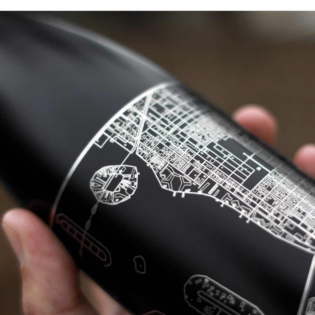 Akron - Ohio Map Insulated Bottle in Matte Black