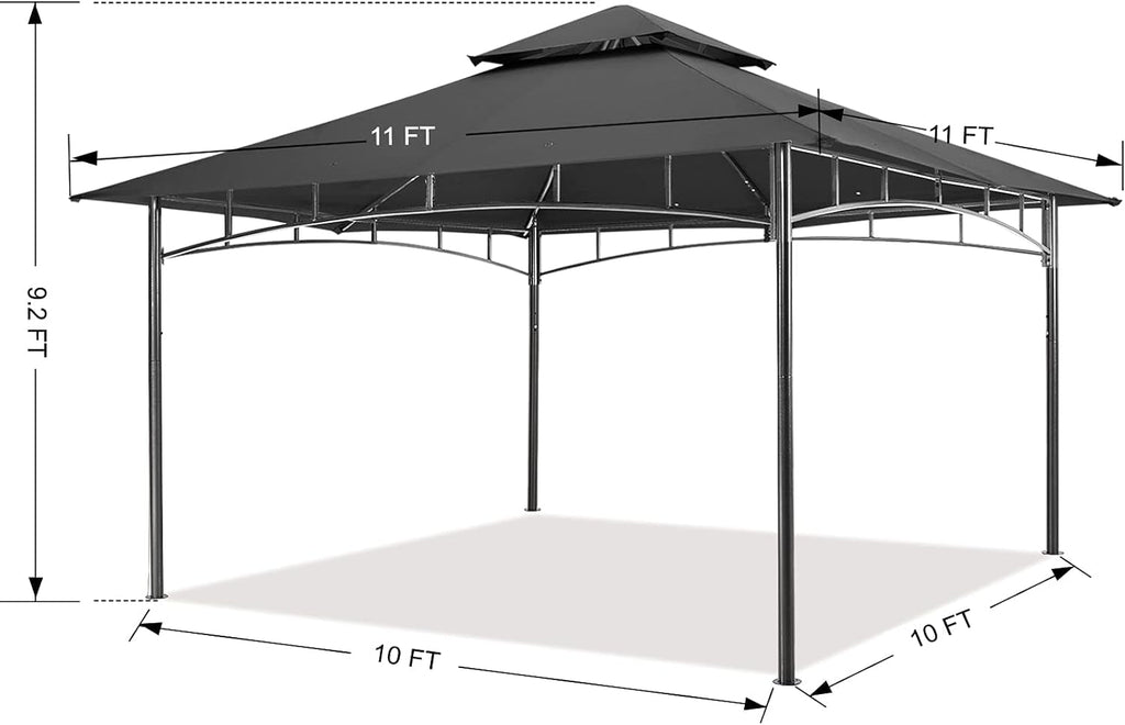 11x11 Dark Gray Gazebo For Patios Durable Steel Frame