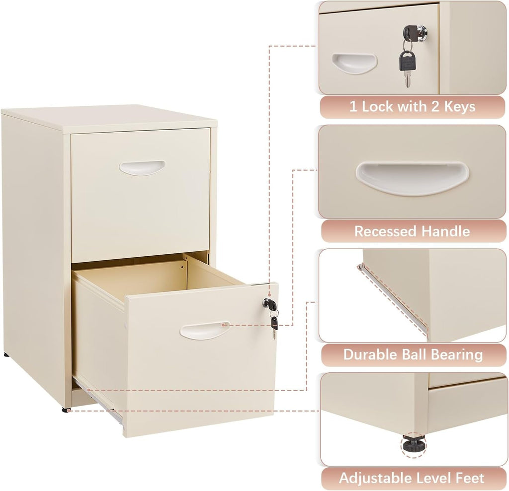 Metal 2 Drawer File Cabinet, Vertical File Cabinet with Lock, Filing