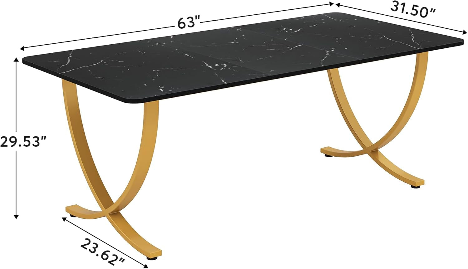 Executive Desk, 63” W X 31.5” D Large Office Desk, Modern Computer