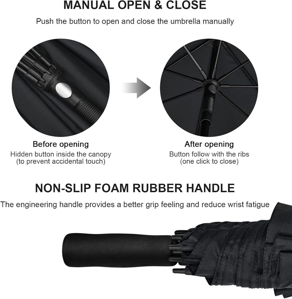 80 Inch Huge Large Oversize Golf Umbrella Double Canopy Vented