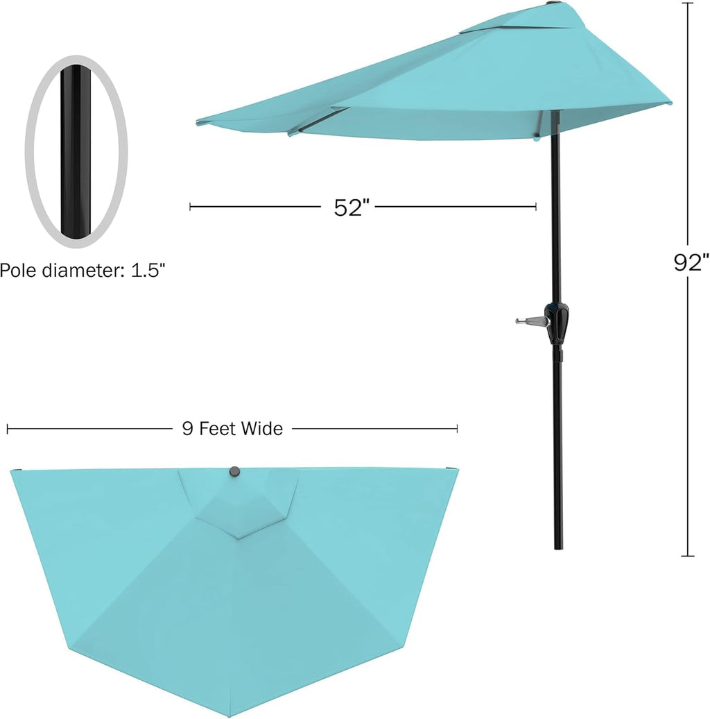 9ft Half Patio Umbrella: Easy Crank Shade for Small Spaces