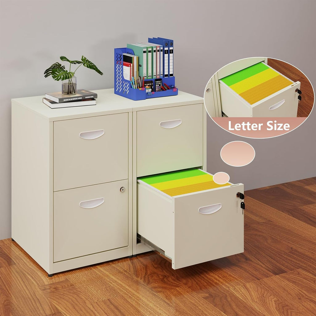 Metal 2 Drawer File Cabinet, Vertical File Cabinet with Lock, Filing