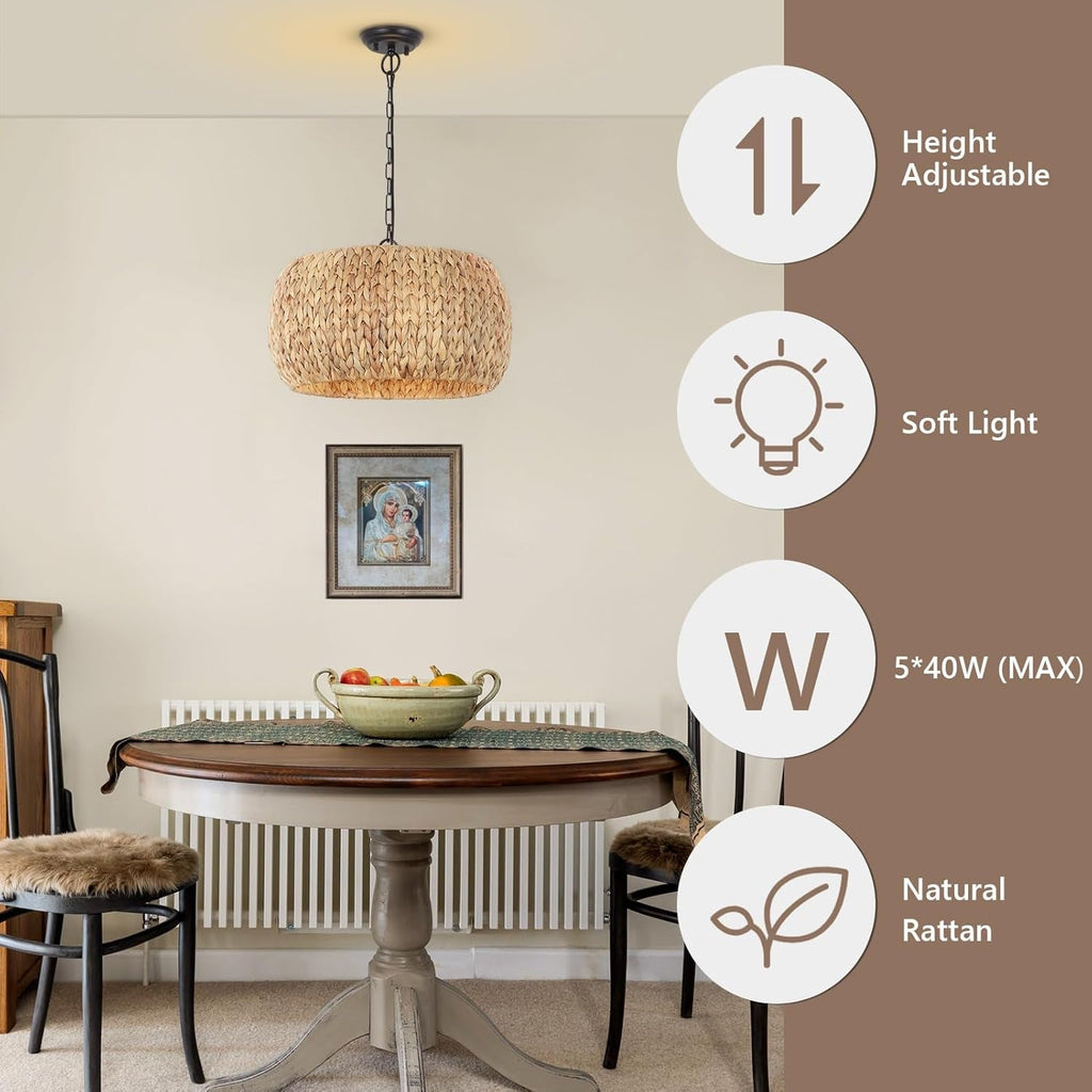 Farmhouse Chandelier for Dining Room,5-Light Boho Chandelier Light
