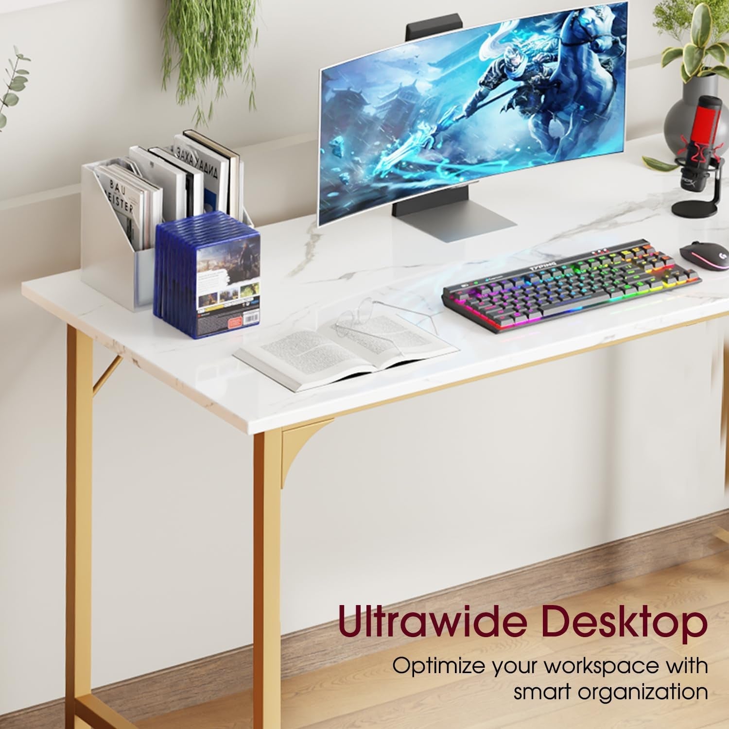 Computer Desk,47 Inches Home Office Desk Writing Study Table Modern