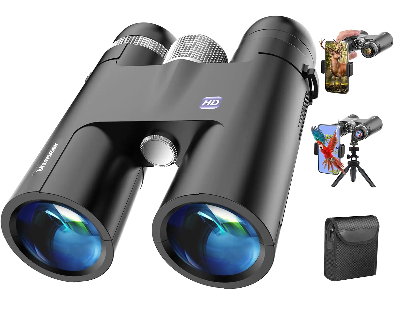 18x50 HD Binoculars for Adults with Upgraded Phone Adapter Tripod and Tripod Adapter - High Powered with Super Bright and Large View for Bird WatchingHuntingTravel