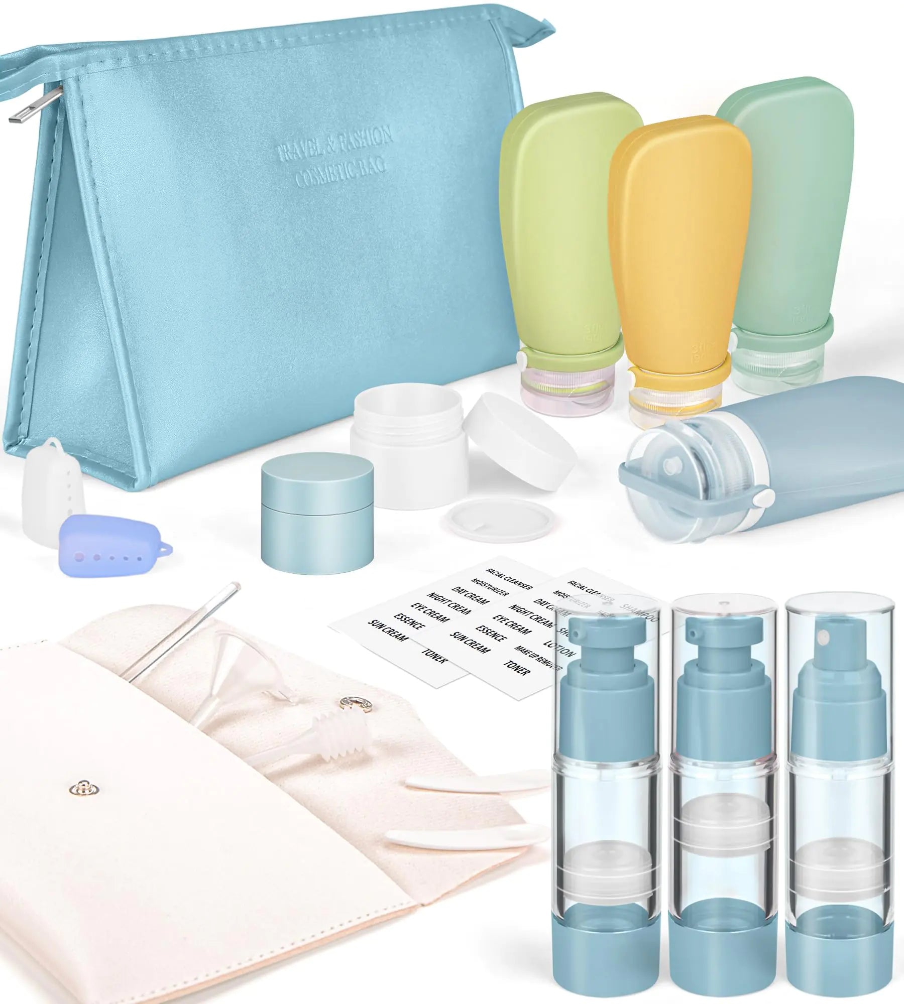 Noideeer 19 Pack Travel Bottles for Toiletries TSA Approved Refillable Squeezable Leak Proof Silicone Travel Size Toiletries Containers for Shampoo Conditioner Lotion BPA Free