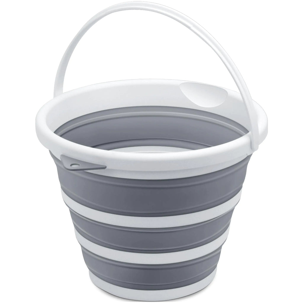 Goderewlid Collapsible Bucket 2.6 Gal/10L BPA-Free - Space-Saving Portable Foldable Water Pail for Versatile Use Home Outdoors Car Wash Camping Fishing - Grey Single Pack