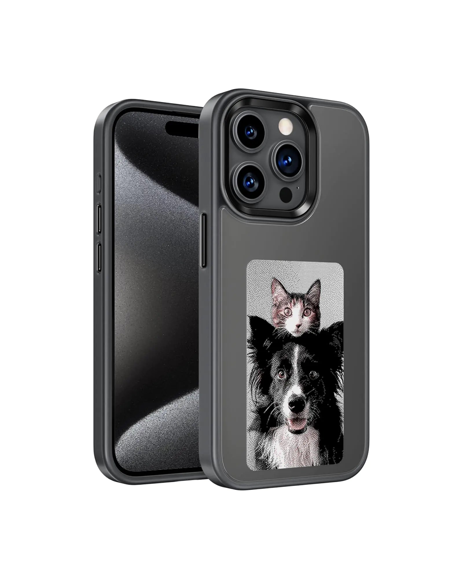 InkPlay E-Ink Screen Phone Case, DIY Wireless NFC Photo Display Smart Phone Case, Custom Phone Protective Case, Anti-Drop Water-Resistant Ink Phone Case Compatible with iPhone 13 Pro Max, Black