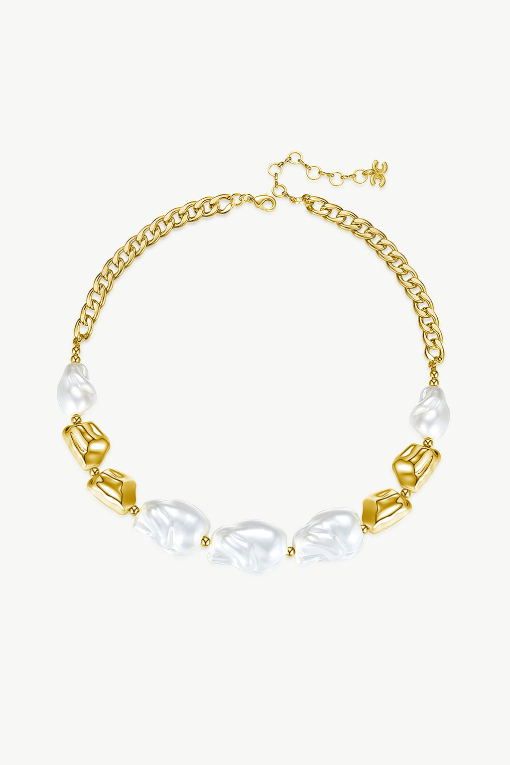 Gold Baroque Pearl Statement Necklace