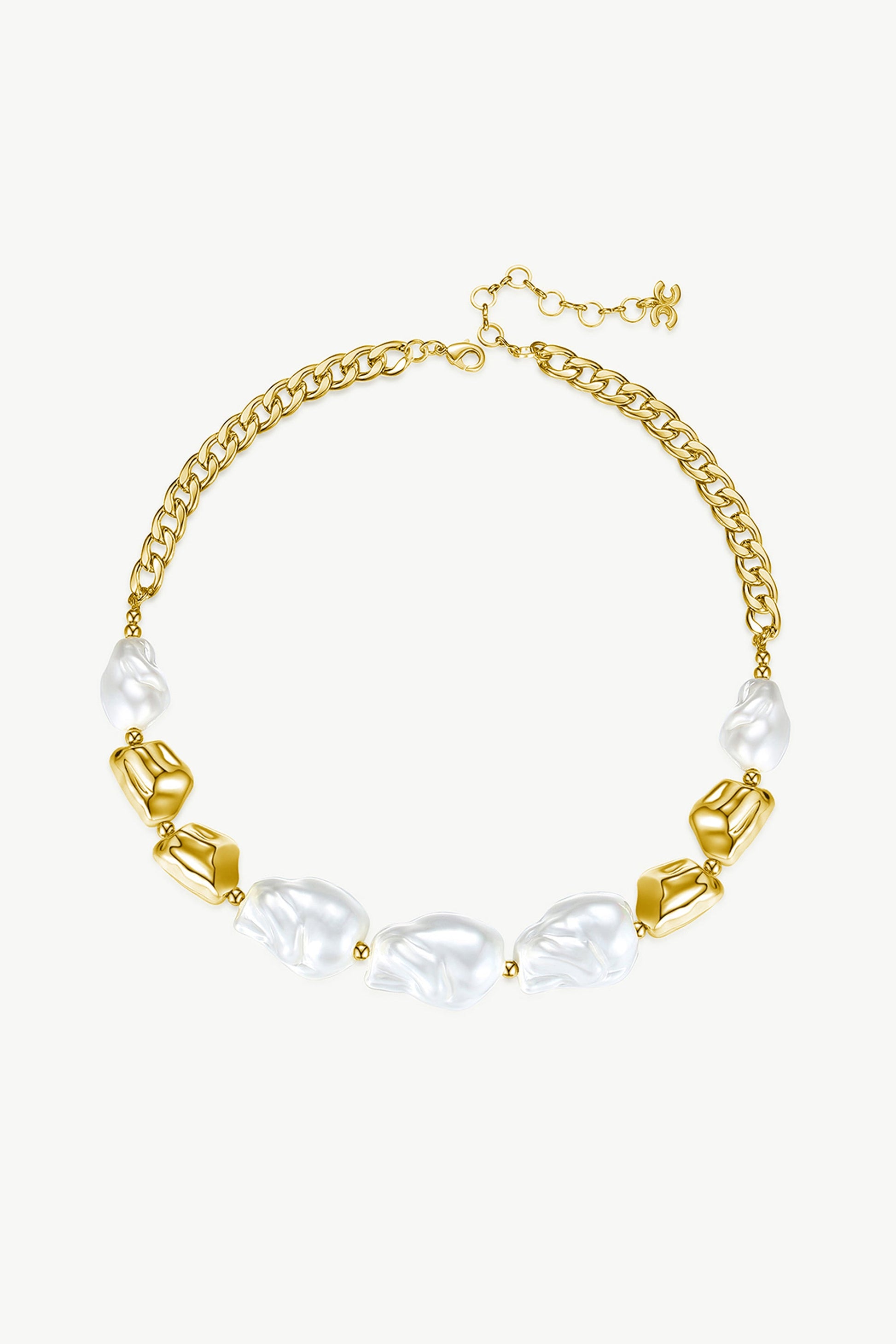 Gold Baroque Pearl Statement Necklace